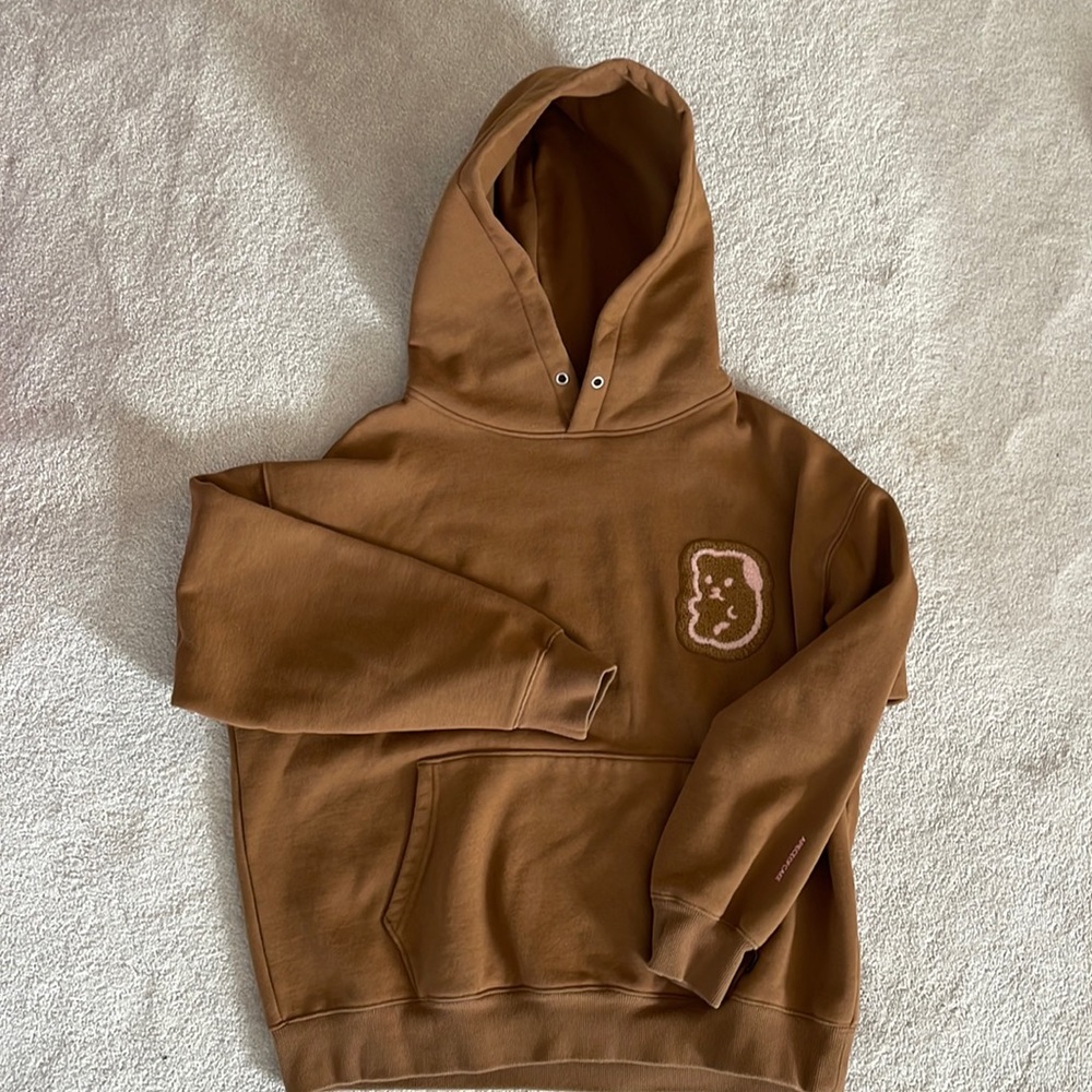 A Piece of Cake Teddy bear Fleece-Back Hoodie Brown size S